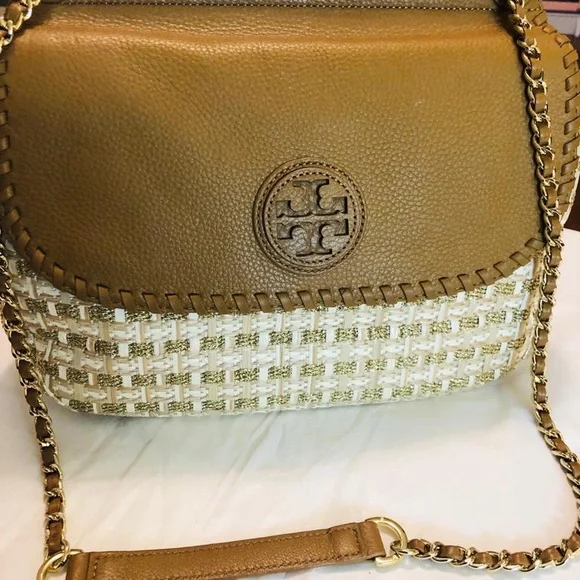 ❤️SOLD❤️Tory Burch Marion Woven Shimmery Shoulder Bag - Picture 4 of 15